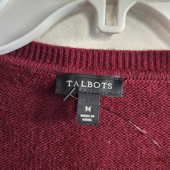NWOT Talbots Red Chevron Holiday Print Wool Blend Sweater size Medium - Picture 3 of 7